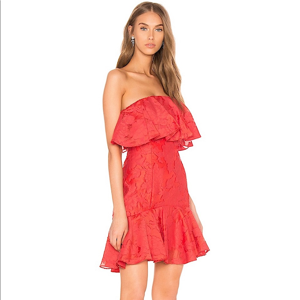 Keepsake strapless red coral dress NEW